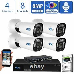 8 Channel 4K NVR 4 X 8MP Starlight 4K Microphone PoE IP Security Camera System