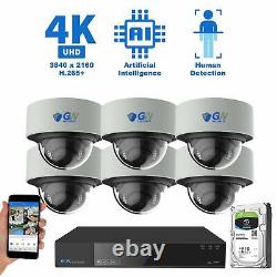 8 Channel 4K NVR 6 8MP PoE IP AI Color Night Vision Dome Security Camera System
