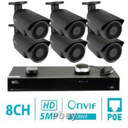 8 Channel 8MP 4K NVR 6 X 5MP 1920P PoE IP Outdoor Home Security Camera System 1T