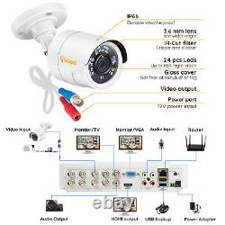 8 Channel H. 265+ 1080P DVR 2MP Wired Security Camera System Outdoor Day Night