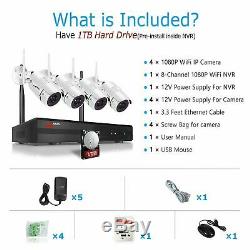 ANRAN 1080P Security Camera System Wireless Outdoor 8CH 2.0MP 1TB WIFI Home CCTV