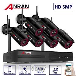 ANRAN 5MP Security Camera System Wireless 8CH 2TB HDD WiFi Black Outdoor Home