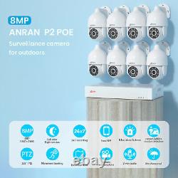 ANRAN 8MP POE Security Camera System Pan/Tilt Outdoor Home 8CH NVR 4TB IR Night