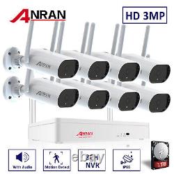 ANRAN Home Security Camera System WiFi CCTV 12'' Monitor Wireless Audio 2TB HDD