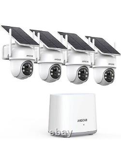 ANSQUE Security Cameras Wireless Outdoor Home System, 4 Camera Kit Solar Powered