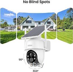 AOSU Outdoor Security Camera 4-Cam Kit, Solar-Powered, 360° PTZ, 2K Night Vision