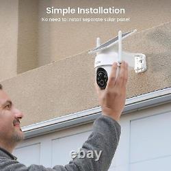 AOSU Outdoor Security Camera 4-Cam Kit, Solar-Powered, 360° PTZ, 2K Night Vision