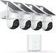 Aosu Wireless Security Cameras 4 Cam Kit Solar Powered 2k 360° Pan Tilt No Fee