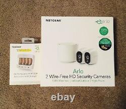 Arlo Wireless Home Security Camera System 2 Camera Kit withTenergy Batteries