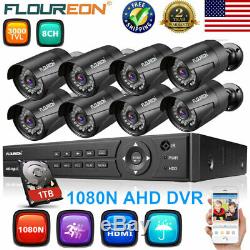 CCTV Home Security System 1080N AHD DVR+ 8x 3000TVL 1080P IR-CUT Camera + 1TB US