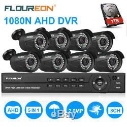 CCTV Home Security System 1080N AHD DVR+ 8x 3000TVL 1080P IR-CUT Camera + 1TB US