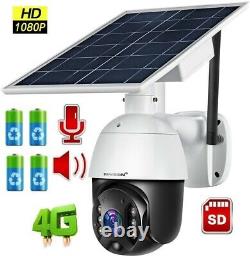 Cellular 4G LTE Wireless Outdoor PTZ Security Camera with Solar Battery Power