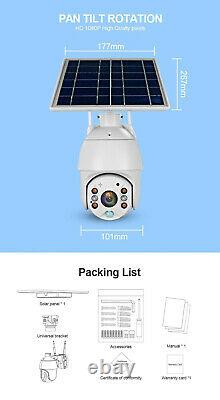 Cellular 4G LTE Wireless Outdoor PTZ Security Camera with Solar Battery Power