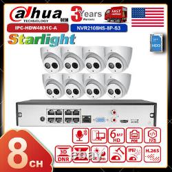 Dahua 4K 8CH 8PoE NVR 6MP Security IP Camera CCTV System Mic Home Outdoor US Lot