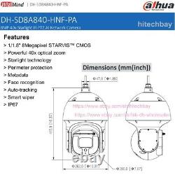 Dahua SD8A840-HNF-PA 4K Starlight AI 40xZoom PTZ 8MP IP Camera Hi-PoE Auto-track