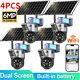 Dual Lens 4k Hd Wifi Solar Camera Wireless Outdoor Cctv Ptz Home Security Ir Cam