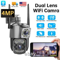 Dual Lens HD 4MP Wireless WiFi IP Camera Outdoor CCTV PTZ Home Security IR Cam