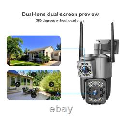 Dual Lens HD 4MP Wireless WiFi IP Camera Outdoor CCTV PTZ Home Security IR Cam