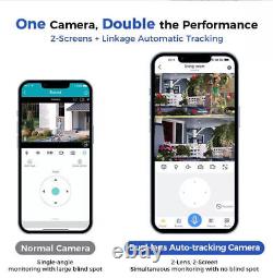 Dual Lens Security Camera System Wireless Outdoor Indoor WiFi Monitor for Home