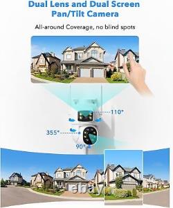 Dual Lens Security Camera System Wireless Outdoor Indoor WiFi Monitor for Home