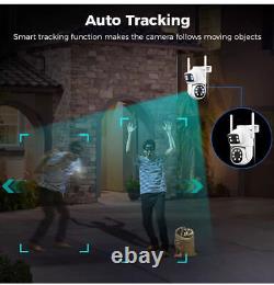 Dual Lens Security Camera System Wireless Outdoor Indoor WiFi Monitor for Home