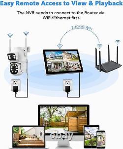 Dual Lens Security Camera System Wireless Outdoor Indoor WiFi Monitor for Home