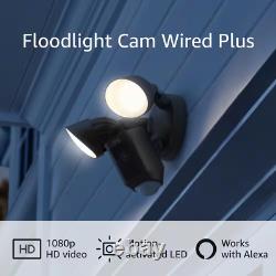 Floodlight Cam Wired Plus Smart Security Camera with LED & 2-Way Talk Black