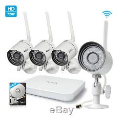 Funlux 4CH HDMI NVR 4 720p Wireless Home Video Security Cameras System 500GB HDD