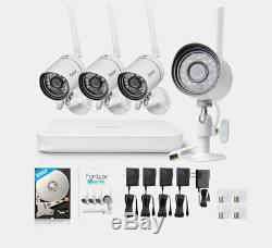 Funlux 4CH HDMI NVR 4 720p Wireless Home Video Security Cameras System 500GB HDD