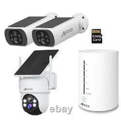 HD 4MP Wire-Free Solar Battery Powered Wireless Home Security Camera System 64GB