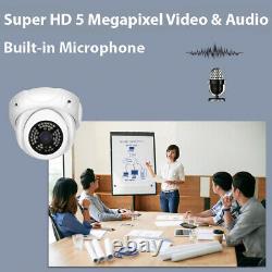 HD 5MP 1920P PoE Onvif Dome Weatherproof Microphone IP Security Camera 48-IR LED