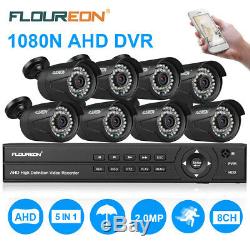 HD 8CH 1080P DVR 3000TVL Outdoor Home Surveillance Security Camera System Kit