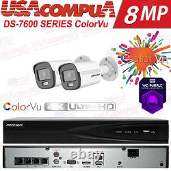 Hikvision 4CH 4 PoE NVR ColorVu Home Security 2MP IP Camera CCTV System lot