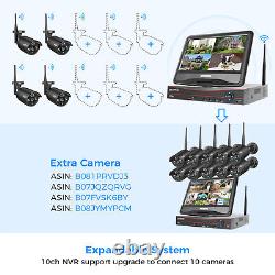 Hiseeu 10ch NVR with Monitor 5MP Outdoor Wifi CCTV Home Security Camera Systems