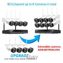 Hiseeu 3MP 8CH 2K NVR IP Outdoor Home WIFI Wireless Security Cameras System CCTV