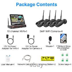 Hiseeu 5MP Camera 10CH NVR With Monitor 5G Wifi CCTV Home Security Camera System