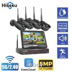 Hiseeu 5MP Outdoor Wifi IP CCTV Home Security Camera Systems 10ch NVR Monitor
