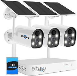 Hiseeu Solar Battery Powered Wireless Home Security Camera System Outdoor Wifi