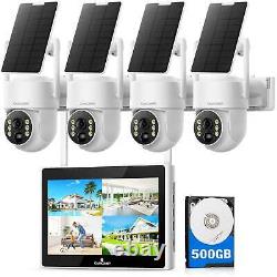 Home CCTV 4MP Outdoor Dome Solar Wireless Security Camera System with Monitor