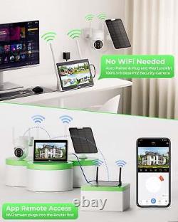 Home CCTV 4MP Outdoor Dome Solar Wireless Security Camera System with Monitor
