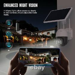 Home Security 2K HD Camera WIFI Outdoor Solar Battery Powered Pan Tilt Spotlight