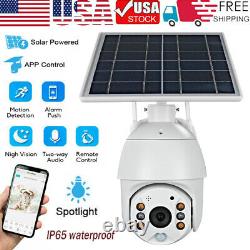 Home Security Camera Outdoor Solar Battery Powered Wireless Pan Tilt Spotlight