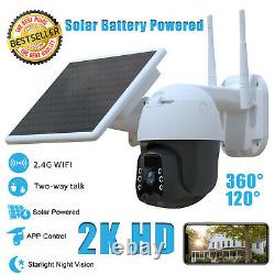 Home Security Camera Outdoor Solar Battery Powered Wireless Pan Tilt Spotlight