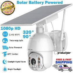 Home Security Camera Outdoor Solar Battery Powered Wireless Pan Tilt Spotlight