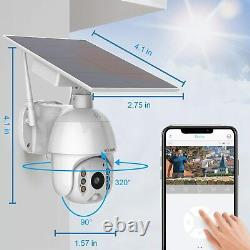 Home Security Camera Outdoor Solar Battery Powered Wireless Pan Tilt Spotlight