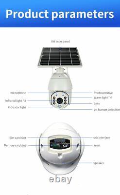 Home Security Camera Outdoor Solar Battery Powered Wireless Pan Tilt Spotlight