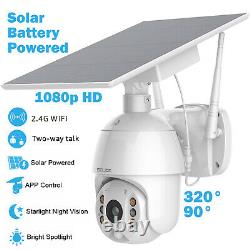 Home Security Camera Outdoor Solar Battery Powered Wireless Pan Tilt Spotlight