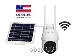 Home Security Camera Outdoor Solar Battery Powered Wireless Wifi Cam Pan Tilt