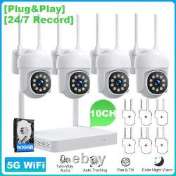 Home Security Camera System 360° PTZ Wireless CCTV 2 Way Audio Outdoor 10CH NVR