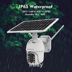 Home Solar Security Camera Outdoor, PTZ 360° View 1080P Wireless Wifi Rechargeab